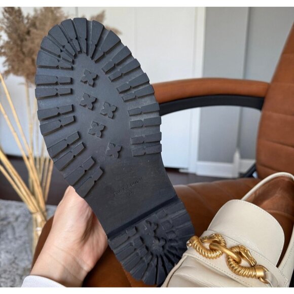 Tory Burch Cream Ivory Jessa Leather Lug Sole Loafers - Picture 5 of 9